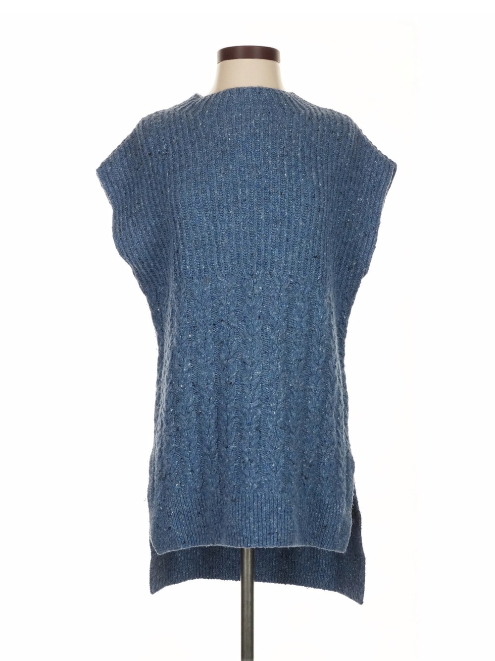 Massimo Dutti Blue Cable-Knit Sleeveless Sweater